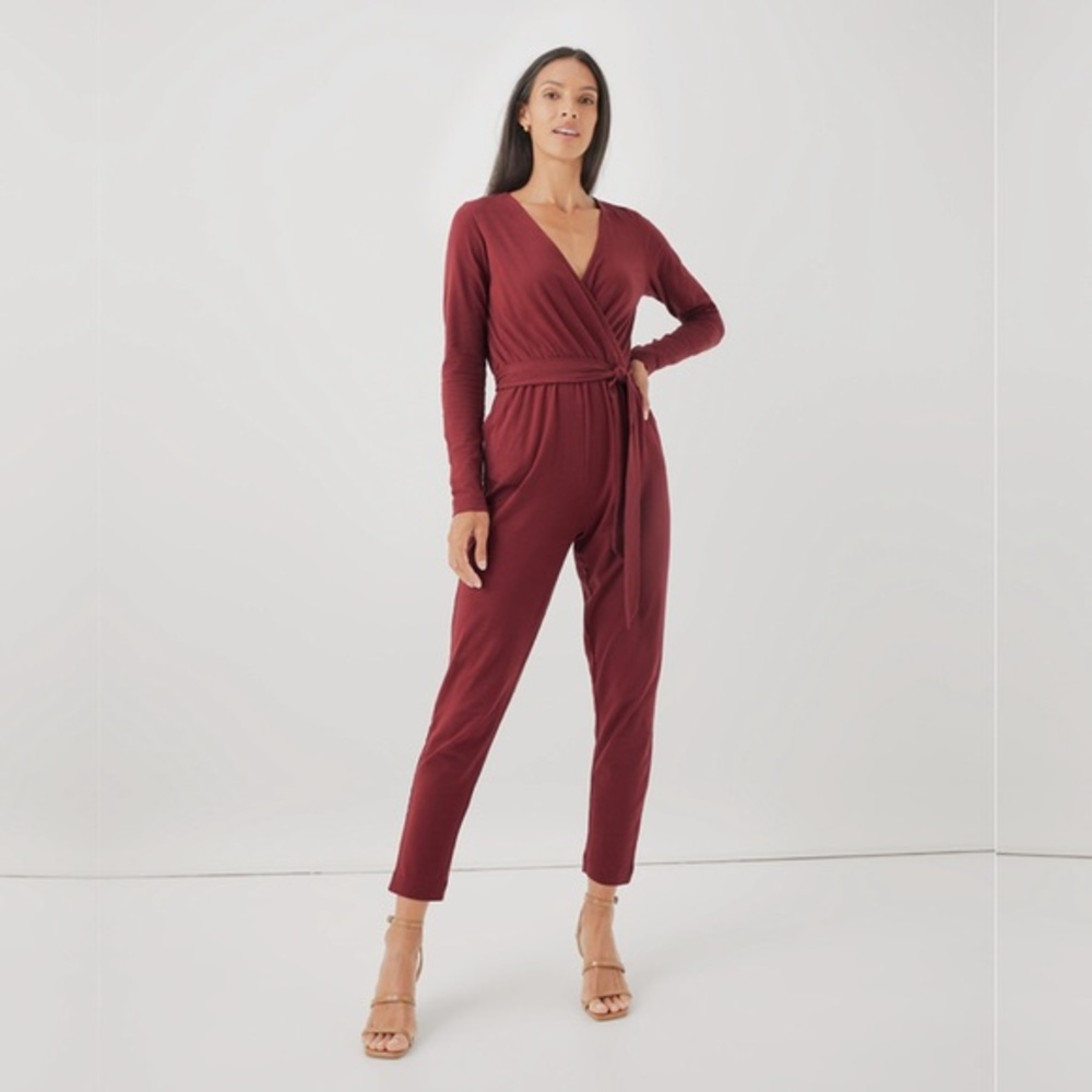 Pact Luxe Jersey Wrap Jumpsuit NWOT